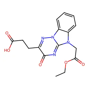 3-[5-(2-ethoxy-2-oxoethyl)-3-oxo-3,5-dihydro[1,2,4]triazino[2,3-a]benzimidazol-2-yl]propanoic acid structure