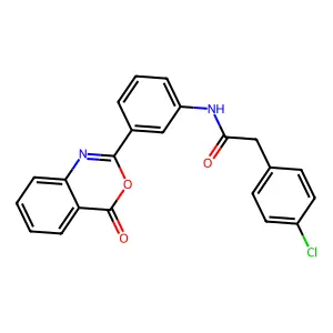 2-(4-chlorophenyl)-N-[3-(4-oxo-4H-3,1-benzoxazin-2-yl)phenyl]acetamide structure
