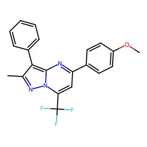 5-(4-methoxyphenyl)-2-methyl-3-phenyl-7-(trifluoromethyl)pyrazolo[1,5-a]pyrimidine structure