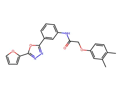 2-(3,4-dimethylphenoxy)-N-[3-[5-(furan-2-yl)-1,3,4-oxadiazol-2-yl]phenyl]acetamide structure