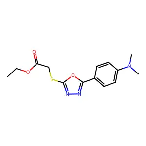 Ethyl ({5-[4-(dimethylamino)phenyl]-1,3,4-oxadiazol-2-yl}sulfanyl)acetate structure