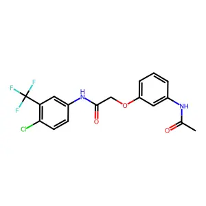 2-[3-(acetylamino)phenoxy]-N-[4-chloro-3-(trifluoromethyl)phenyl]acetamide structure