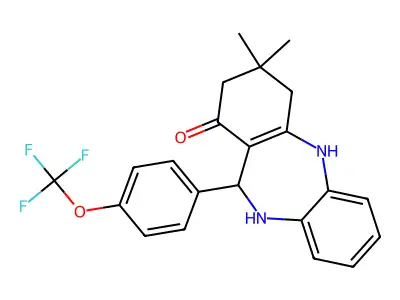 9,9-dimethyl-6-[4-(trifluoromethoxy)phenyl]-6,8,10,11-tetrahydro-5H-benzo[b][1,4]benzodiazepin-7-one structure