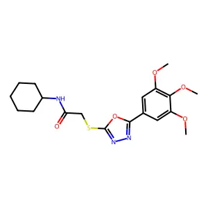 N-cyclohexyl-2-{[5-(3,4,5-trimethoxyphenyl)-1,3,4-oxadiazol-2-yl]sulfanyl}acetamide structure