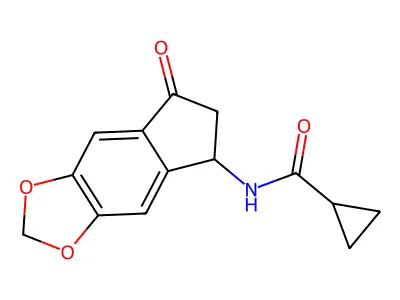 N-(7-oxo-6,7-dihydro-5H-indeno[5,6-d][1,3]dioxol-5-yl)cyclopropanecarboxamide structure
