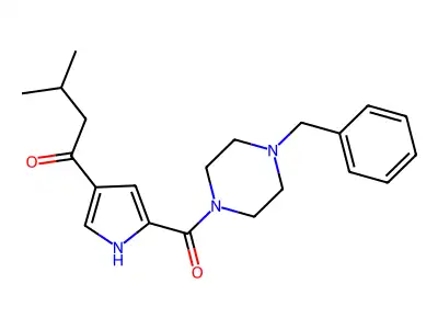 1-{5-[(4-benzylpiperazino)carbonyl]-1H-pyrrol-3-yl}-3-methyl-1-butanone structure