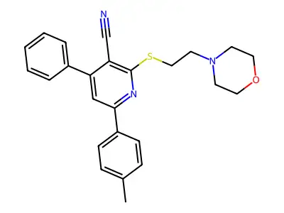 2-((2-Morpholinoethyl)thio)-4-phenyl-6-(p-tolyl)nicotinonitrile structure