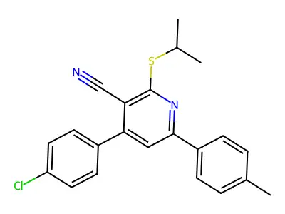 4-(4-Chlorophenyl)-2-(isopropylthio)-6-(p-tolyl)nicotinonitrile structure