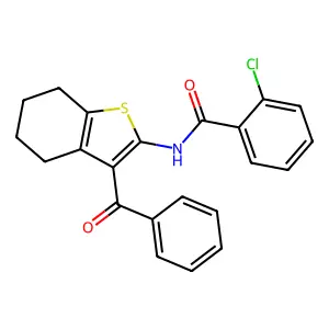 N-(3-benzoyl-4,5,6,7-tetrahydro-1-benzothiophen-2-yl)-2-chlorobenzamide structure