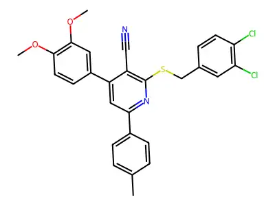 2-((3,4-Dichlorobenzyl)thio)-4-(3,4-dimethoxyphenyl)-6-(p-tolyl)nicotinonitrile structure