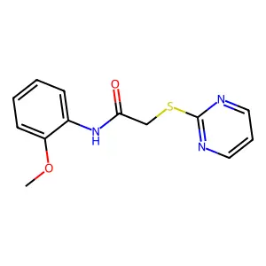 N-(2-methoxyphenyl)-2-(pyrimidin-2-ylsulfanyl)acetamide structure