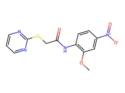 N-(2-methoxy-4-nitrophenyl)-2-(pyrimidin-2-ylsulfanyl)acetamide structure