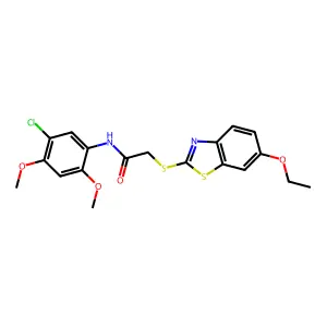 N-(5-chloro-2,4-dimethoxyphenyl)-2-[(6-ethoxy-1,3-benzothiazol-2-yl)sulfanyl]acetamide structure
