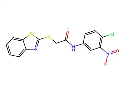 2-(1,3-benzothiazol-2-ylsulfanyl)-N-(4-chloro-3-nitrophenyl)acetamide structure
