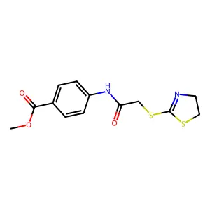 Methyl 4-(2-((4,5-dihydrothiazol-2-yl)thio)acetamido)benzoate structure