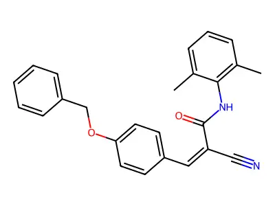 3-[4-(benzyloxy)phenyl]-2-cyano-N-(2,6-dimethylphenyl)prop-2-enamide structure