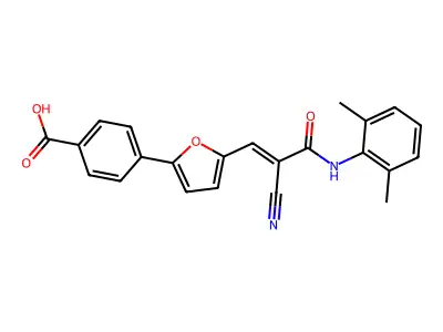 4-(5-{2-cyano-2-[(2,6-dimethylphenyl)carbamoyl]eth-1-en-1-yl}furan-2-yl)benzoic acid structure