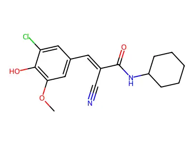 3-(3-chloro-4-hydroxy-5-methoxyphenyl)-2-cyano-N-cyclohexylprop-2-enamide structure