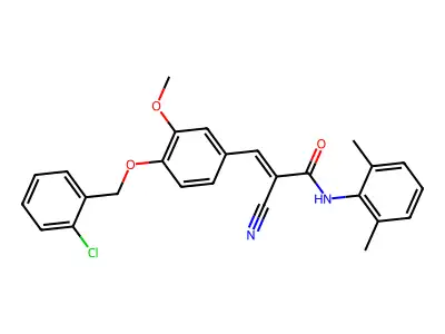 (E)-3-[4-[(2-chlorophenyl)methoxy]-3-methoxyphenyl]-2-cyano-N-(2,6-dimethylphenyl)prop-2-enamide structure