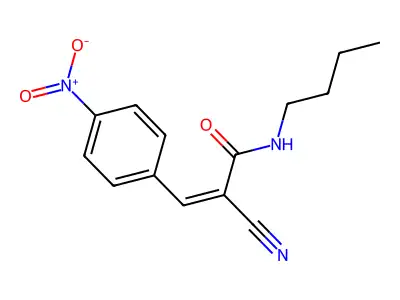 (Z)-N-butyl-2-cyano-3-(4-nitrophenyl)prop-2-enamide structure