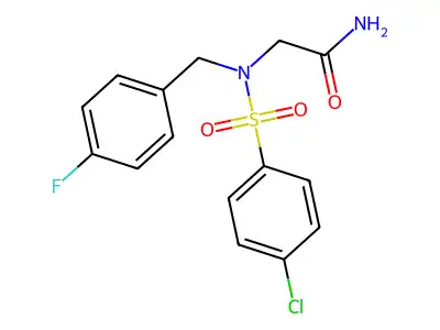 2-[(4-Chlorophenyl)sulfonyl-[(4-fluorophenyl)methyl]amino]acetamide structure
