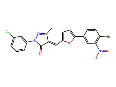 4-{[5-(4-Bromo-3-nitrophenyl)furan-2-yl]methylidene}-2-(3-chlorophenyl)-5-methyl-2,4-dihydro-3H-pyrazol-3-one structure