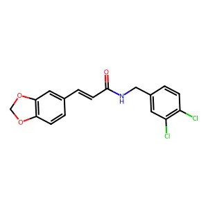 (E)-3-(1,3-benzodioxol-5-yl)-N-[(3,4-dichlorophenyl)methyl]prop-2-enamide structure