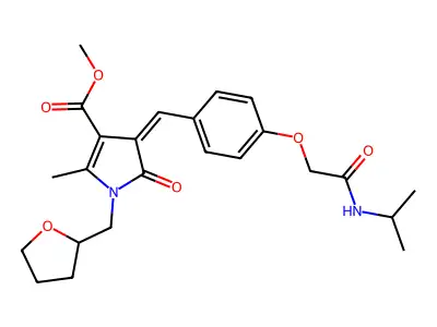methyl 2-methyl-5-oxo-1-(oxolan-2-ylmethyl)-4-[[4-[2-oxo-2-(propan-2-ylamino)ethoxy]phenyl]methylidene]pyrrole-3-carboxylate structure