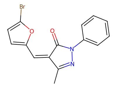 (4Z)-4-[(5-bromofuran-2-yl)methylidene]-5-methyl-2-phenylpyrazol-3-one structure