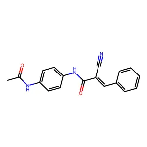 (2E)-N-[4-(acetylamino)phenyl]-2-cyano-3-phenylprop-2-enamide structure