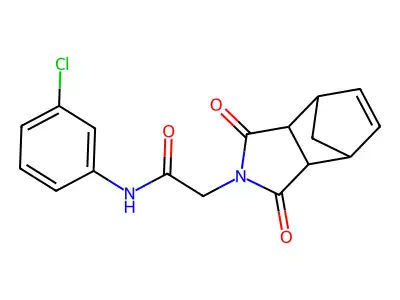 N-(3-chlorophenyl)-2-(1,3-dioxo-1,3,3a,4,7,7a-hexahydro-2H-4,7-methanoisoindol-2-yl)acetamide structure