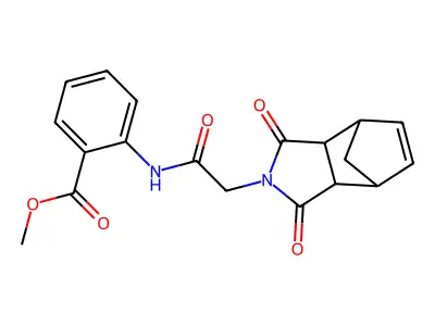 methyl 2-{[(1,3-dioxo-1,3,3a,4,7,7a-hexahydro-2H-4,7-methanoisoindol-2-yl)acetyl]amino}benzoate structure