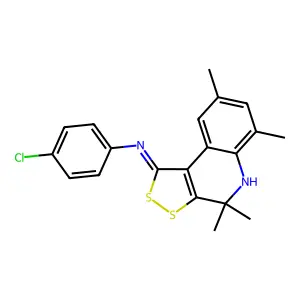 (4-chlorophenyl)(4,4,6,8-tetramethyl-4,5-dihydro-1H-[1,2]dithiolo[3,4-c]quinolin-1-ylidene)amine structure