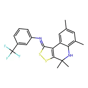 N-[(1Z)-4,4,6,8-tetramethyl-4,5-dihydro-1H-[1,2]dithiolo[3,4-c]quinolin-1-ylidene]-3-(trifluoromethyl)aniline structure