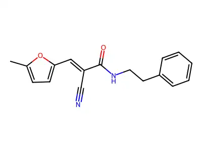 (2E)-2-cyano-3-(5-methylfuran-2-yl)-N-(2-phenylethyl)prop-2-enamide structure