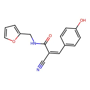 (2E)-2-cyano-N-(2-furylmethyl)-3-(4-hydroxyphenyl)prop-2-enamide structure