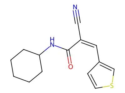 2-cyano-N-cyclohexyl-3-(thiophen-3-yl)prop-2-enamide structure