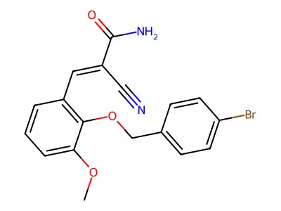 (E)-3-[2-[(4-bromophenyl)methoxy]-3-methoxyphenyl]-2-cyanoprop-2-enamide structure