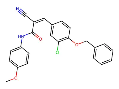 3-[4-(benzyloxy)-3-chlorophenyl]-2-cyano-N-(4-methoxyphenyl)prop-2-enamide structure