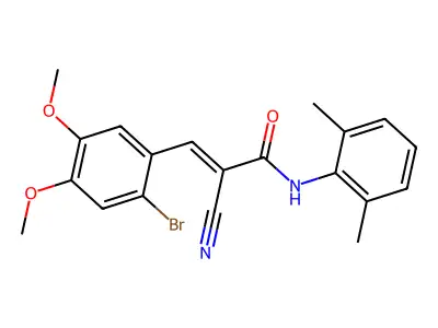 (E)-3-(2-bromo-4,5-dimethoxyphenyl)-2-cyano-N-(2,6-dimethylphenyl)prop-2-enamide structure