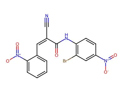 N-(2-bromo-4-nitrophenyl)-2-cyano-3-(2-nitrophenyl)prop-2-enamide structure