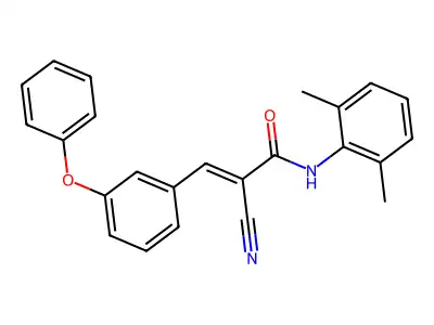 (E)-2-cyano-N-(2,6-dimethylphenyl)-3-(3-phenoxyphenyl)prop-2-enamide structure