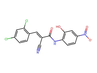 2-cyano-3-(2,4-dichlorophenyl)-N-(2-hydroxy-4-nitrophenyl)prop-2-enamide structure