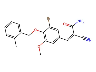 (Z)-3-[3-bromo-5-methoxy-4-[(2-methylphenyl)methoxy]phenyl]-2-cyanoprop-2-enamide structure