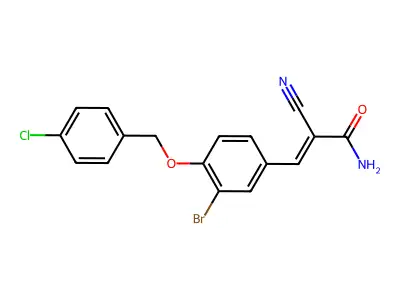 3-{3-Bromo-4-[(4-chlorophenyl)methoxy]phenyl}-2-cyanoprop-2-enamide structure