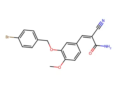 (Z)-3-[3-[(4-bromophenyl)methoxy]-4-methoxyphenyl]-2-cyanoprop-2-enamide structure