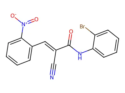 (E)-N-(2-bromophenyl)-2-cyano-3-(2-nitrophenyl)prop-2-enamide structure