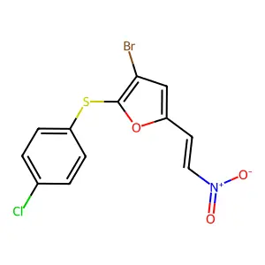 3-bromo-2-(4-chlorophenyl)sulfanyl-5-[(E)-2-nitroethenyl]furan structure