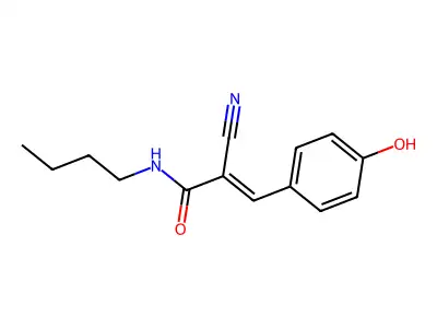 (2E)-N-butyl-2-cyano-3-(4-hydroxyphenyl)prop-2-enamide structure