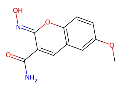(2E)-2-hydroxyimino-6-methoxychromene-3-carboxamide structure